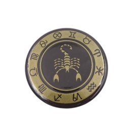 Skorpion - znak zodiaku - magnes. Śr. 6cm; metal emaliowany