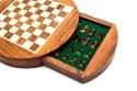 Szachy drewniane magnetyczne w okrągłym pudełku - G622