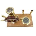 Zestaw dekoracyjny na biurko: koło sterowe, kompas, uchwyty na długopisy NC2144F