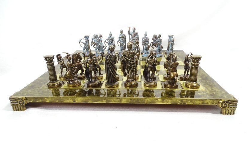 Duże ekskluzywne mosiężne szachy - Łucznicy 44x44cm, S10BBRO