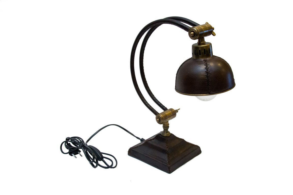 Mosiężno - skórzana lampa Andrew - LAM-0026