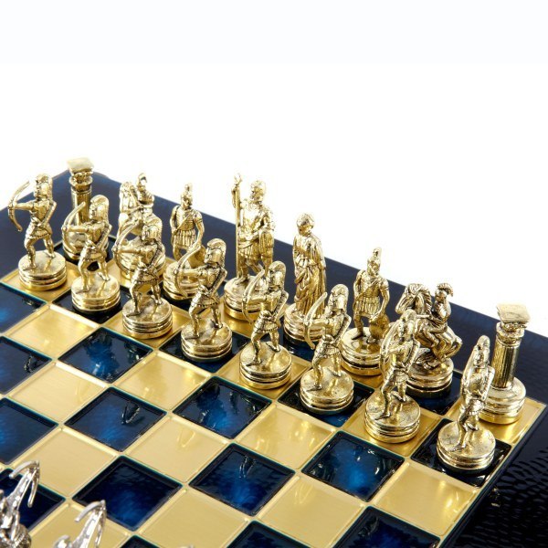 Ekskluzywne szachy metalowe Archers; 28x28cm, S15 BLU